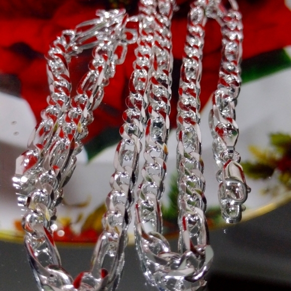 .925 24" Figaro Sterling Silver Chain ⛓️NWT - Picture 1 of 8